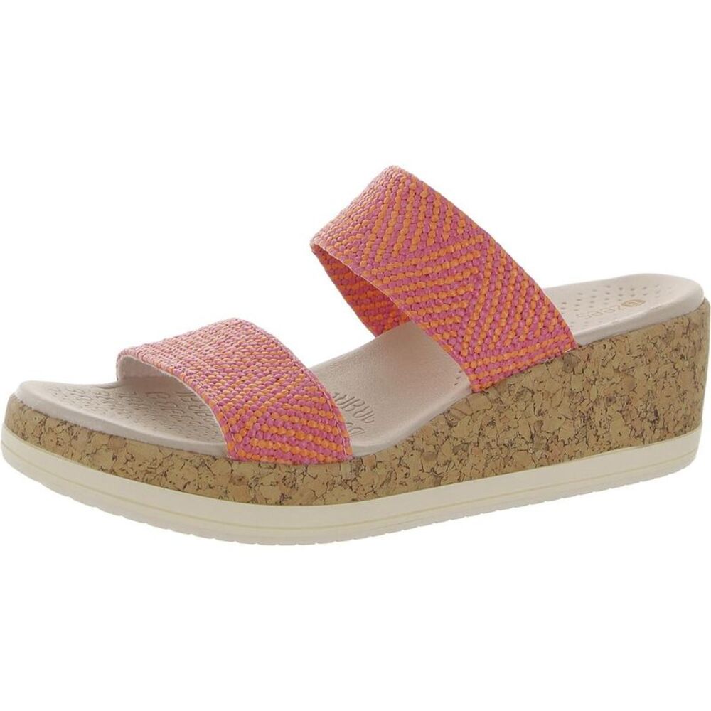 Bzees Womens Resort Pink Slip On Cut Out Peep Toe Flats Shoes NWT